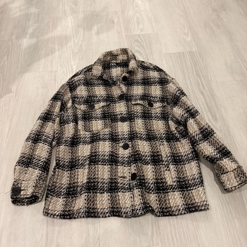 Zara Plaid Woven Shirt Jacket Size Medium‎